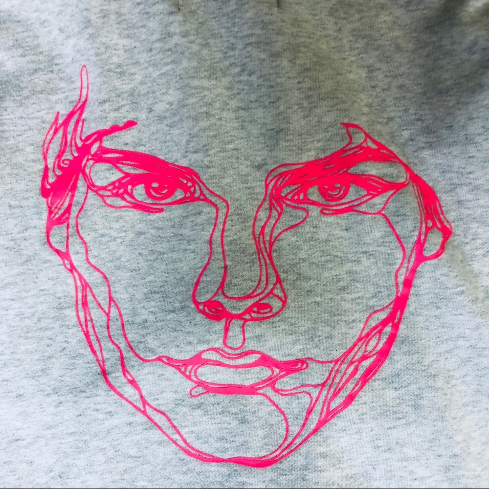Avicii x H&M Kids Gray Zip Hoodie w Pink Graphic Face Size S